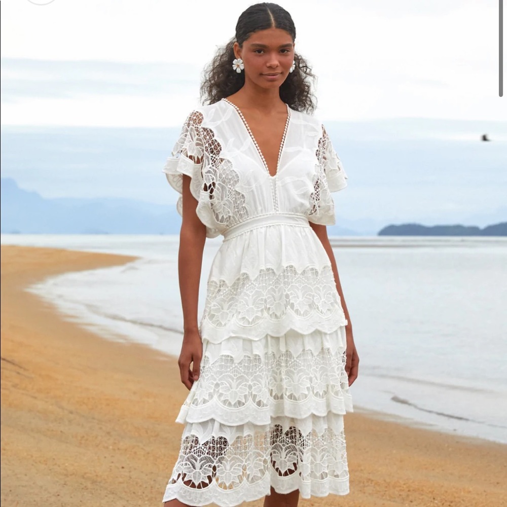 Farm Rio Richelier Embroidered Mini Dress
